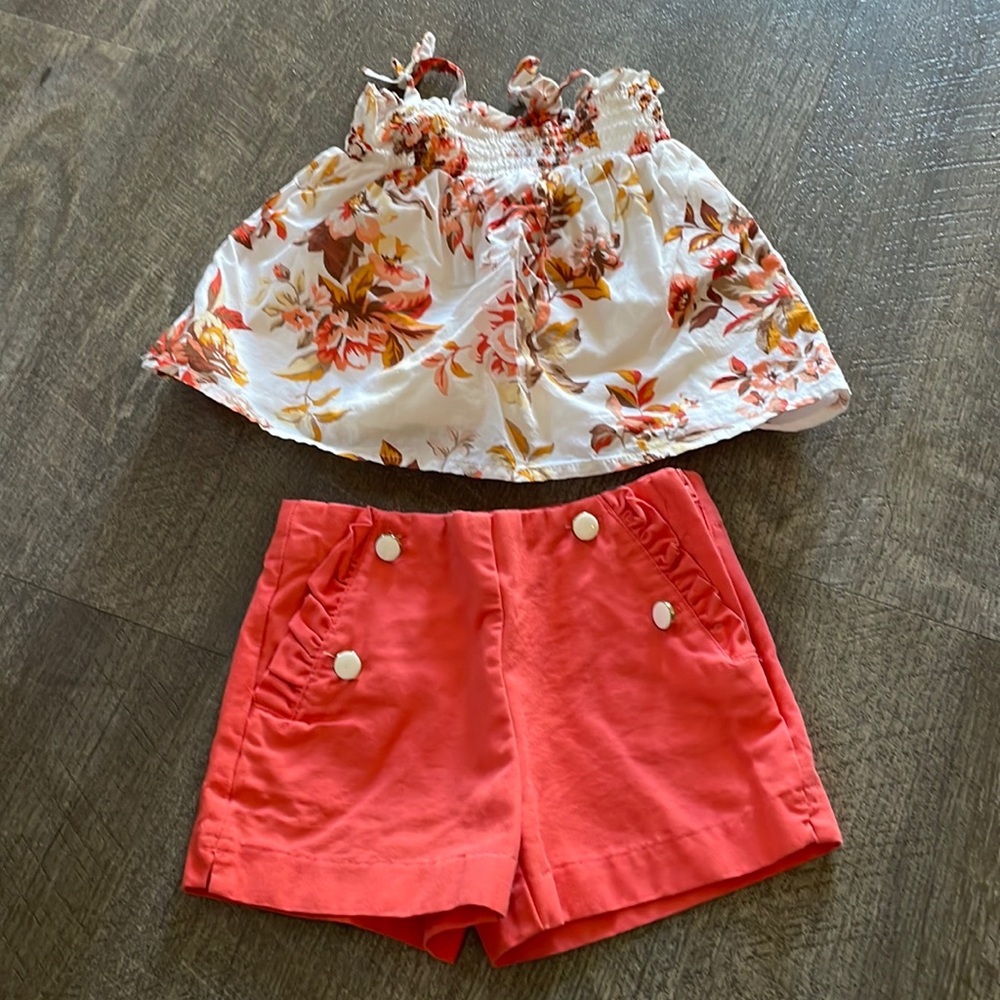 Janie and Jack Ruffle Pocket Short & Floral Tank Set - 18-24M